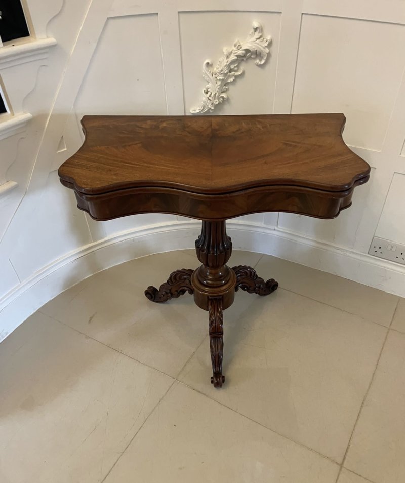 Antique Victorian Quality Figured Mahogany Card/Console Table - Image 4